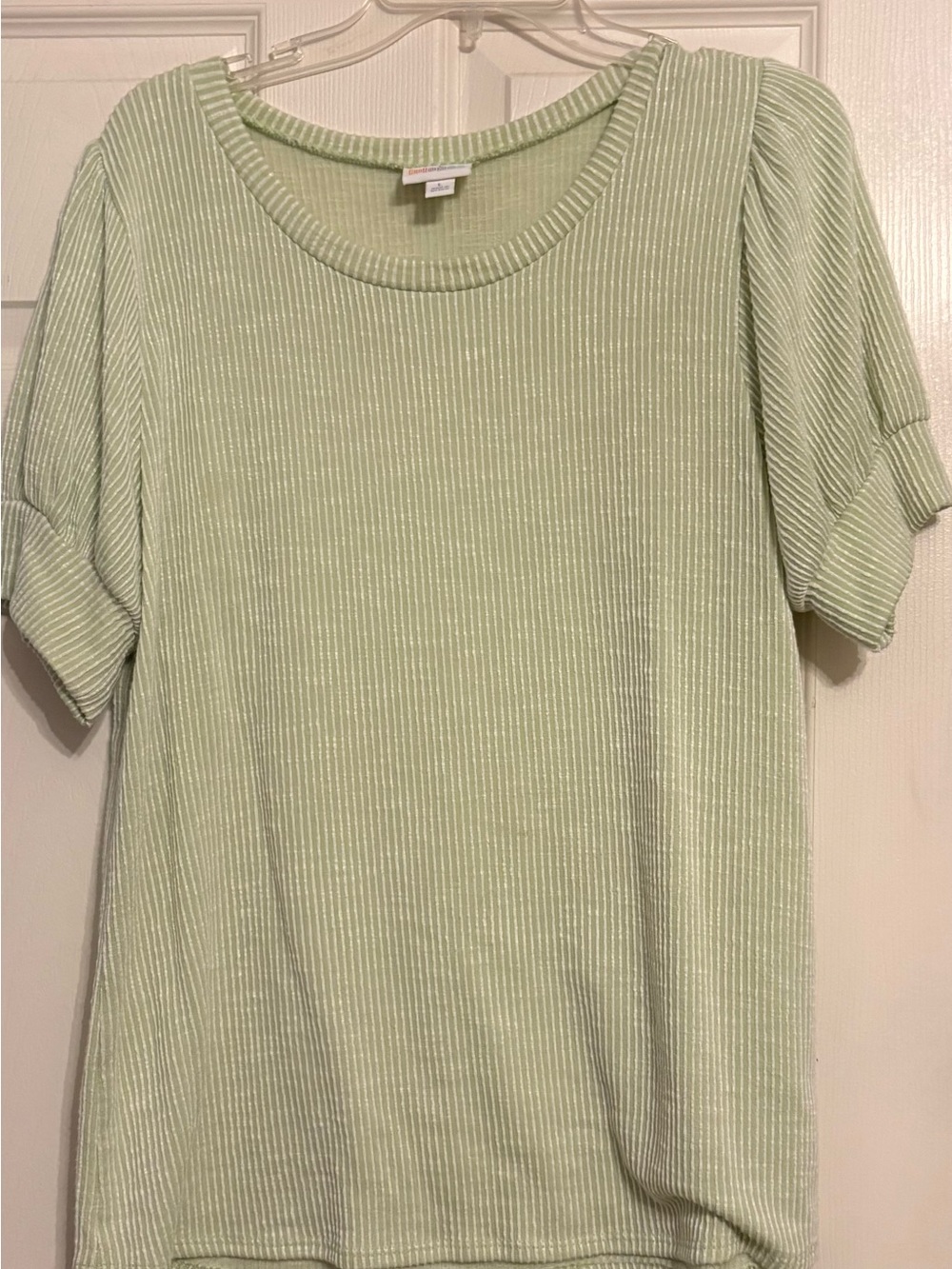 LuLaRoe Light Sage Green Ribbed Short Sleeve Top